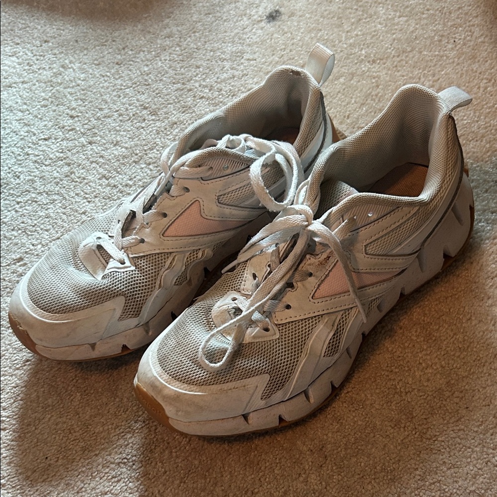 White and Pink Reebok Sneakers